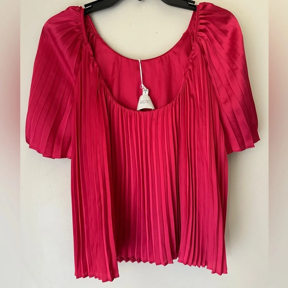Jade Johnny Was NWT GEORGINNA PLEATED BLOUSE Top Pink